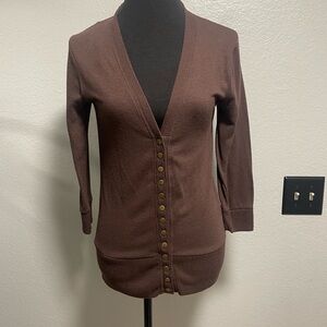 Zenana Outfitters Brown V-Neck Cardigan Size Large